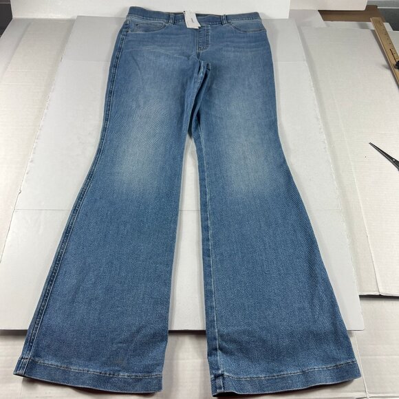 Spanx Shape Jean Women Extra Large Pull On Flare High Rise Blue Everywhere Denim - Picture 1 of 16